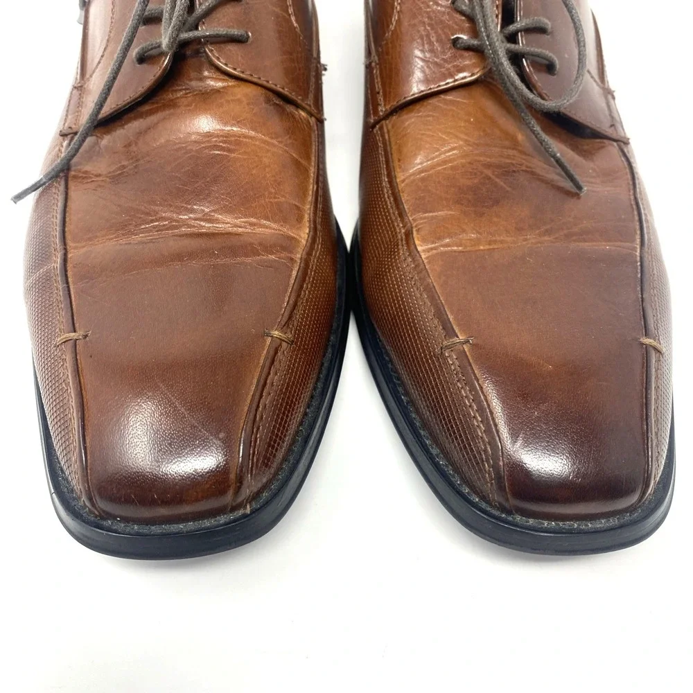 Kenneth Cole Reaction Men Shoes Sz 10 Oxford Witter Lace‎ Up Brown Leather Dress